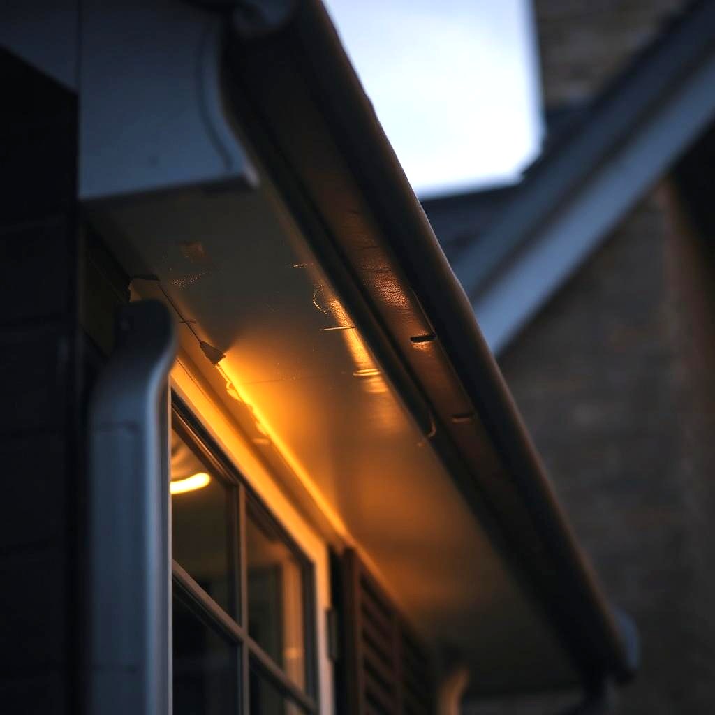 HG Group tradesman clearing leaves from a blocked gutter on a terraced house before winter